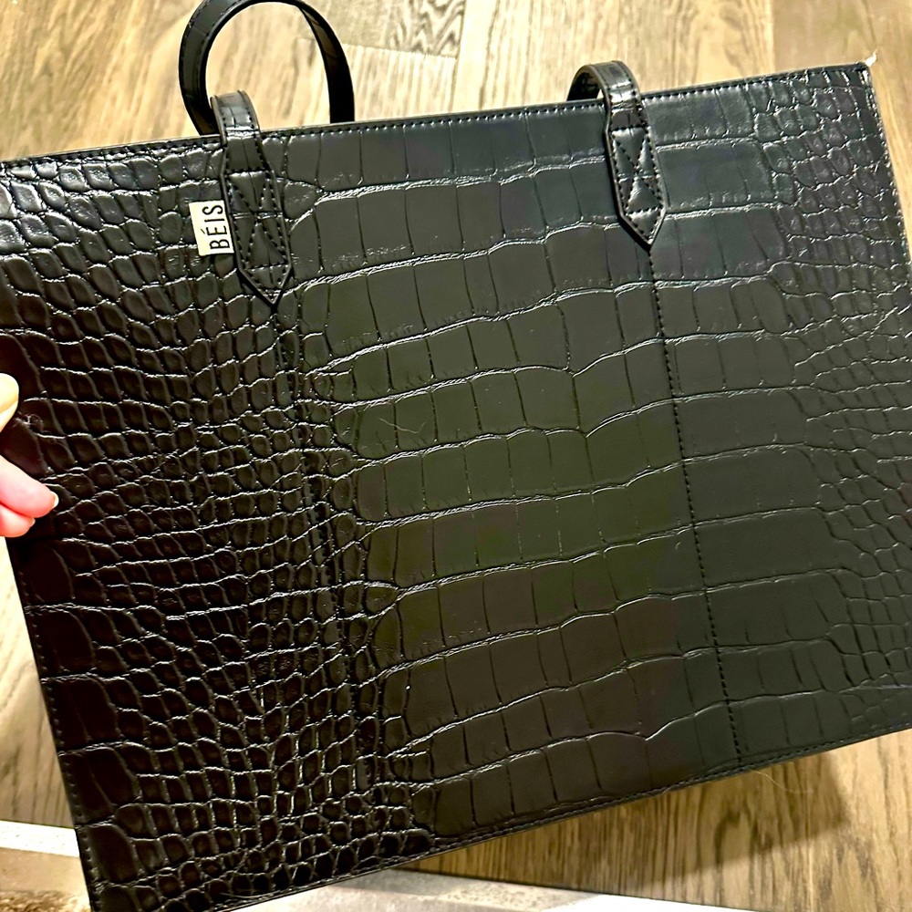 BEIS Work Tote in Black Croc